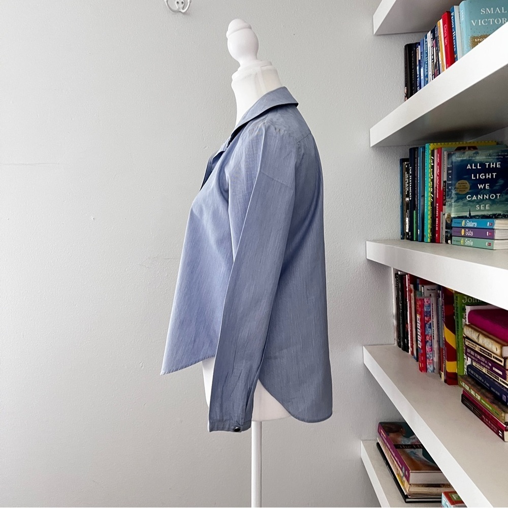Tara Jarmon Blue Button Down striped shirt size EU 36 or US 6 - Picture 2 of 13